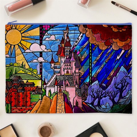 Beauty Stained Glass Castle Building Cosmetic Bag (XXXL) from ArtsNow.com Front