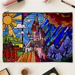 Beauty Stained Glass Castle Building Cosmetic Bag (XXXL)