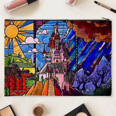 Beauty Stained Glass Castle Building Cosmetic Bag (XXXL) from ArtsNow.com Back