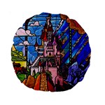 Beauty Stained Glass Castle Building Standard 15  Premium Round Cushions