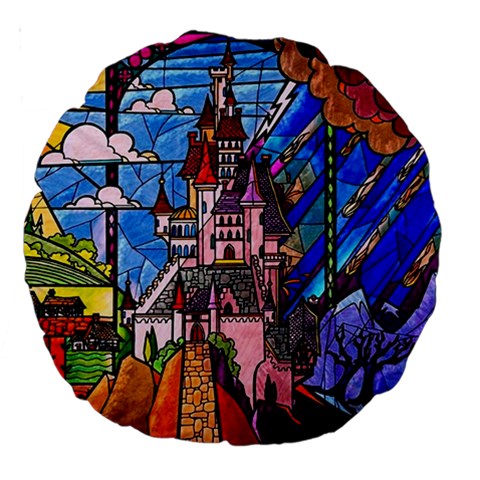 Beauty Stained Glass Castle Building Large 18  Premium Round Cushions from ArtsNow.com Front