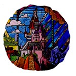 Beauty Stained Glass Castle Building Large 18  Premium Round Cushions