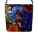 Beauty Stained Glass Castle Building Flap Closure Messenger Bag (L)