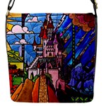 Beauty Stained Glass Castle Building Flap Closure Messenger Bag (S)