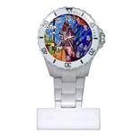 Beauty Stained Glass Castle Building Plastic Nurses Watch