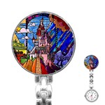 Beauty Stained Glass Castle Building Stainless Steel Nurses Watch