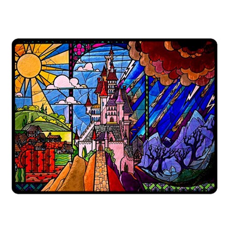 Beauty Stained Glass Castle Building Two Sides Fleece Blanket (Small) from ArtsNow.com 45 x34  Blanket Front
