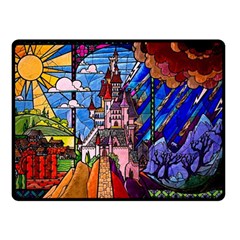 Beauty Stained Glass Castle Building Two Sides Fleece Blanket (Small) from ArtsNow.com 45 x34  Blanket Front