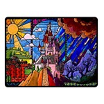 Beauty Stained Glass Castle Building Two Sides Fleece Blanket (Small)
