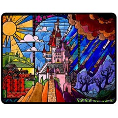 Beauty Stained Glass Castle Building Two Sides Fleece Blanket (Medium) from ArtsNow.com 58.8 x47.4  Blanket Back