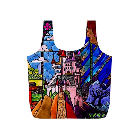 Beauty Stained Glass Castle Building Full Print Recycle Bag (S) from ArtsNow.com Front
