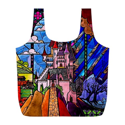 Beauty Stained Glass Castle Building Full Print Recycle Bag (L) from ArtsNow.com Front