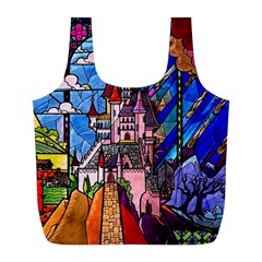 Beauty Stained Glass Castle Building Full Print Recycle Bag (L) from ArtsNow.com Front