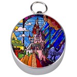 Beauty Stained Glass Castle Building Silver Compasses