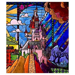 Beauty Stained Glass Castle Building Drawstring Pouch (Small) from ArtsNow.com Front
