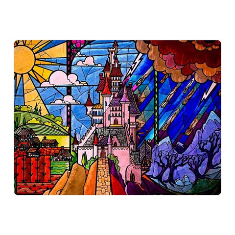 Beauty Stained Glass Castle Building Two Sides Premium Plush Fleece Blanket (Mini) from ArtsNow.com 35 x27  Blanket Front