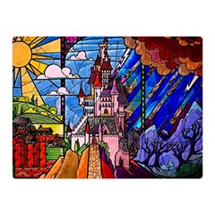 Beauty Stained Glass Castle Building Two Sides Premium Plush Fleece Blanket (Mini) from ArtsNow.com 35 x27  Blanket Front