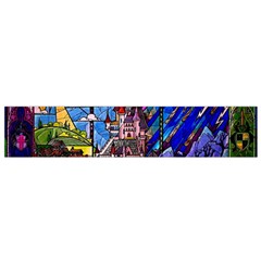 Beauty Stained Glass Castle Building Small Premium Plush Fleece Scarf from ArtsNow.com Back