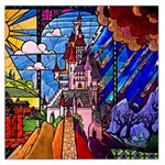 Beauty Stained Glass Castle Building Square Satin Scarf (36  x 36 )