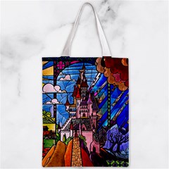 Beauty Stained Glass Castle Building Zipper Classic Tote Bag from ArtsNow.com Back