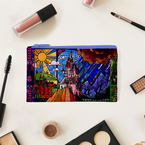 Beauty Stained Glass Castle Building Cosmetic Bag (XS) from ArtsNow.com Front