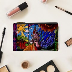 Beauty Stained Glass Castle Building Cosmetic Bag (XS) from ArtsNow.com Front