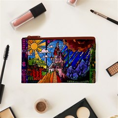 Beauty Stained Glass Castle Building Cosmetic Bag (XS) from ArtsNow.com Front
