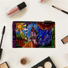 Beauty Stained Glass Castle Building Cosmetic Bag (XS) from ArtsNow.com Back