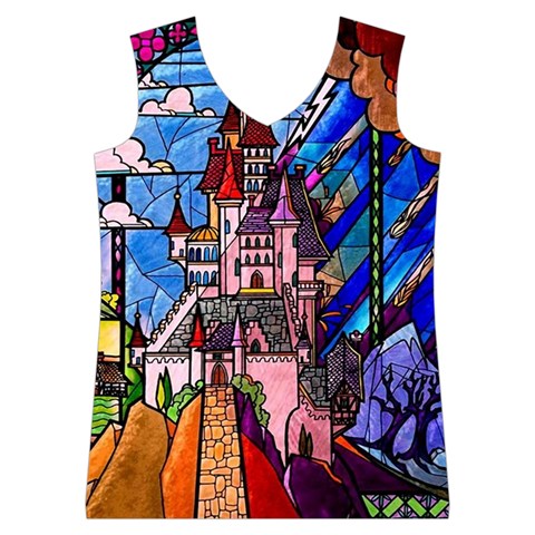 Beauty Stained Glass Castle Building Women s Basketball Tank Top from ArtsNow.com Front