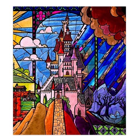 Beauty Stained Glass Castle Building Duvet Cover (King Size) from ArtsNow.com Duvet Quilt