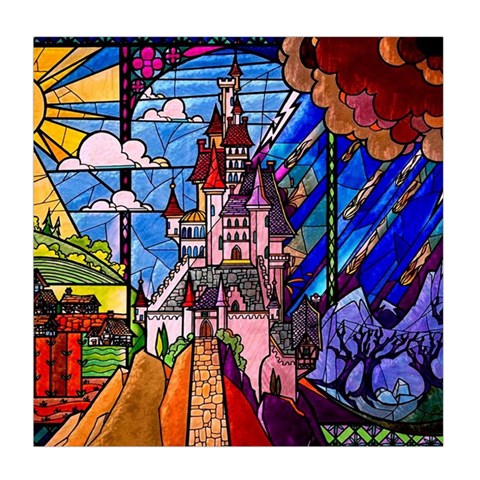 Beauty Stained Glass Castle Building Duvet Cover Double Side (Queen Size) from ArtsNow.com Back