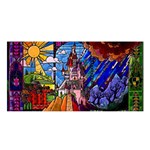 Beauty Stained Glass Castle Building Satin Shawl 45  x 80 