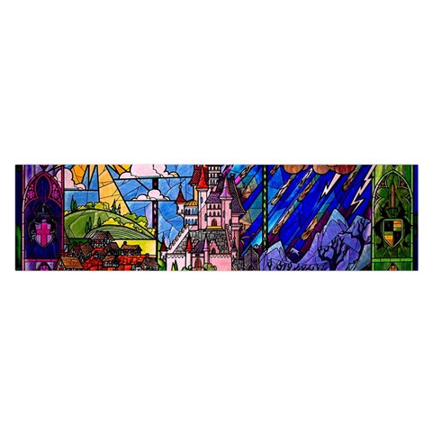 Beauty Stained Glass Castle Building Oblong Satin Scarf (16  x 60 ) from ArtsNow.com Front