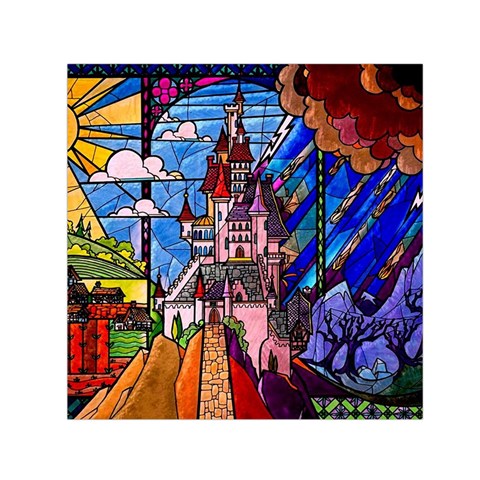 Beauty Stained Glass Castle Building Square Satin Scarf (30  x 30 ) from ArtsNow.com Front
