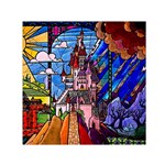 Beauty Stained Glass Castle Building Square Satin Scarf (30  x 30 )