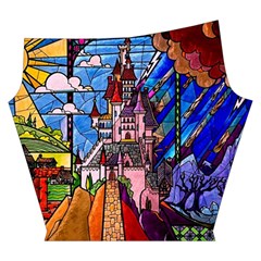 Beauty Stained Glass Castle Building Yoga Cropped Leggings from ArtsNow.com Left