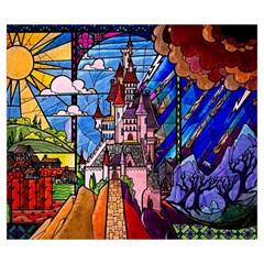 Beauty Stained Glass Castle Building Zipper Large Tote Bag from ArtsNow.com Front