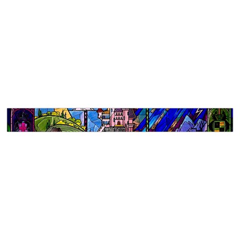 Beauty Stained Glass Castle Building Zipper Large Tote Bag from ArtsNow.com Strap