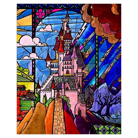 Beauty Stained Glass Castle Building Drawstring Pouch (XL) from ArtsNow.com Front