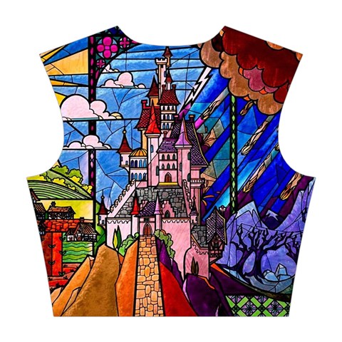 Beauty Stained Glass Castle Building Cotton Crop Top from ArtsNow.com Back