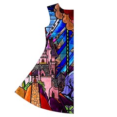 Beauty Stained Glass Castle Building Short Sleeve V Back Left