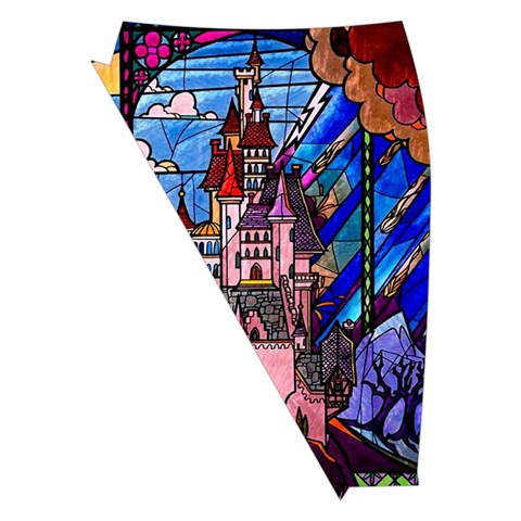 Beauty Stained Glass Castle Building Midi Wrap Pencil Skirt from ArtsNow.com Front Left