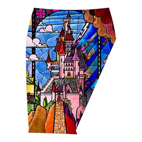 Beauty Stained Glass Castle Building Midi Wrap Pencil Skirt from ArtsNow.com  Front Right 