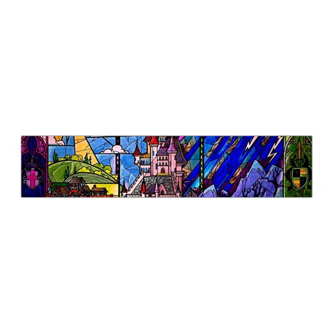 Beauty Stained Glass Castle Building Pleated Skirt from ArtsNow.com Waist Band