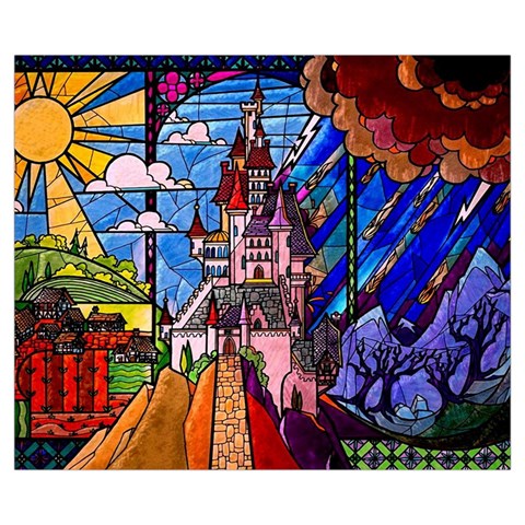 Beauty Stained Glass Castle Building Medium Tote Bag from ArtsNow.com Front