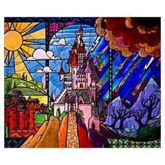 Beauty Stained Glass Castle Building Medium Tote Bag from ArtsNow.com Back