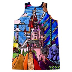 Beauty Stained Glass Castle Building Shoulder Cutout Velvet One Piece from ArtsNow.com Back