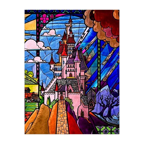 Beauty Stained Glass Castle Building Medium Tapestry from ArtsNow.com Front