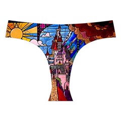 Beauty Stained Glass Castle Building Cross Back Hipster Bikini Set from ArtsNow.com Front Under