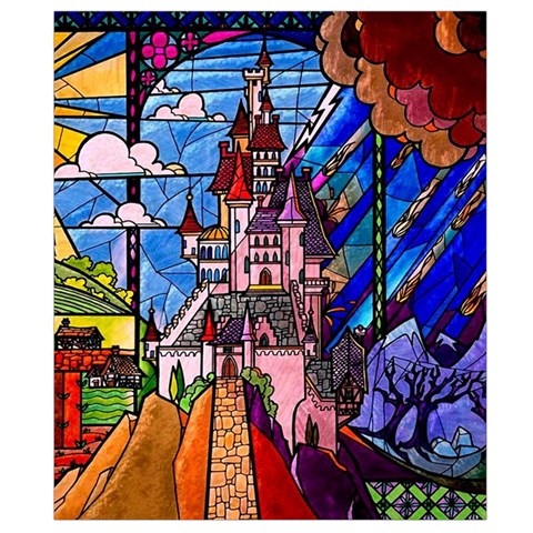 Beauty Stained Glass Castle Building Waist Pouch (Small) from ArtsNow.com Back Strap